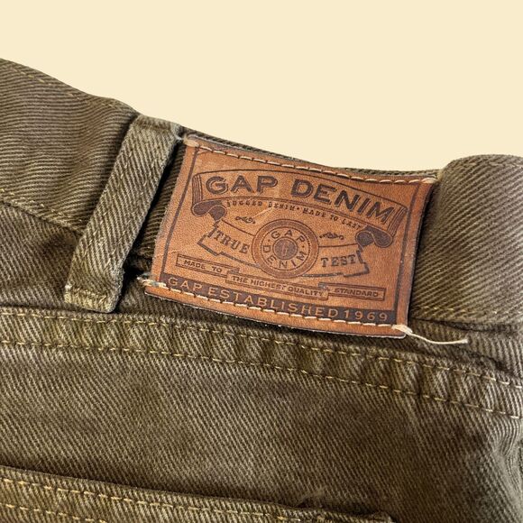 90s GAP denim pants, 38x32 mens loose fit dark green GAP denim mens jeans - Picture 6 of 7